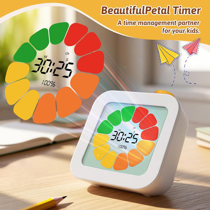 EooCoo Visual Timer for Kids, 99 Minute Colorful Petals Countdown Digital Timers