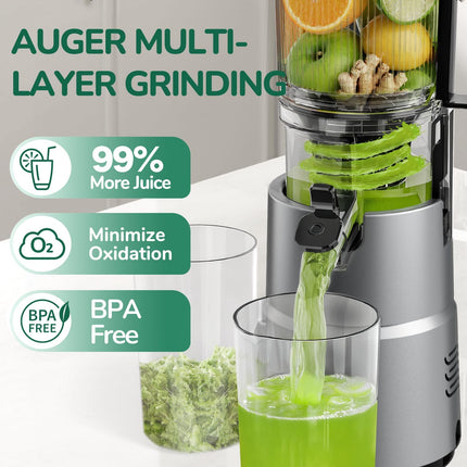 Canoly C03 Cold Press Juicer, 4.5" Wide Feed Chute Juicer Machine with 200W AC M
