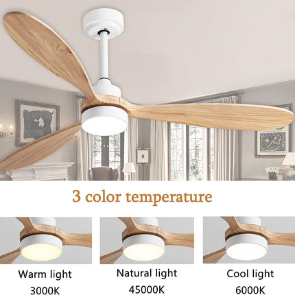 GESUM Ceiling Fan with Light, 52" Wood Ceiling Fan with Light Remote Control,6 S