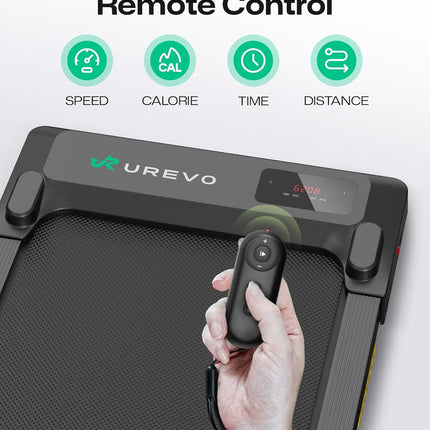 UREVO 2-in-1 Under Desk Walking Pad Treadmill, 4 MPH with 2.5 HP 40 dB Quiet Motor, App Control and 265 lb Capacity