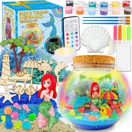 Glow in The Dark Terrarium Crafts Kit for Kids… (Mermaid Terrarium)