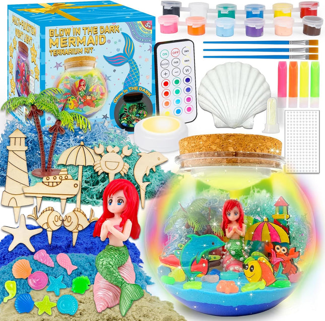 Glow in The Dark Terrarium Crafts Kit for Kids… (Mermaid Terrarium)