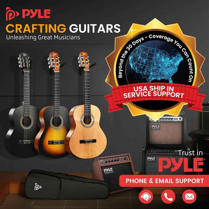PYLE 30" Classical Acoustic Guitar Kit- 1/4 Junior Size, for Students Youth Girl