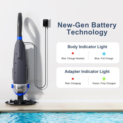 Sharkswell (2025 Upgraded) Cordless Pool Vacuum with Telescopic Pole,60 Min Powe