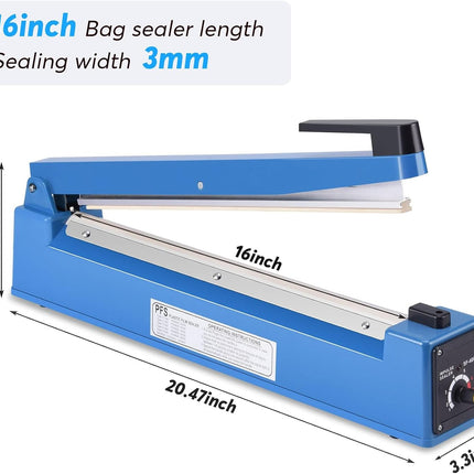 INCOMPLETE Apstour 16 inch Impulse Heat Sealer, Manual Bag Sealing Machine, 8-Level Temperature Control (Sealer Only)
