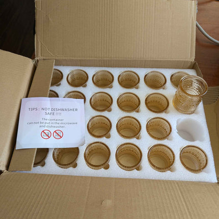 24 pack beaded small glass set amber