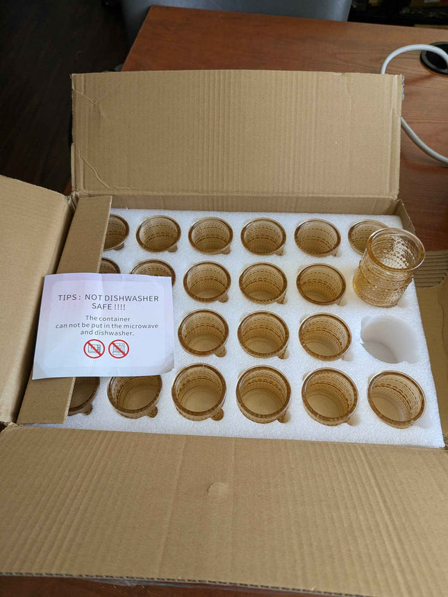 24 pack beaded small glass set amber