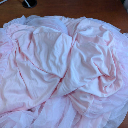 2 Pack Pink Table Cloth for 6 Foot Rectangle Tables, Pink Tulle Table Skirt Stre