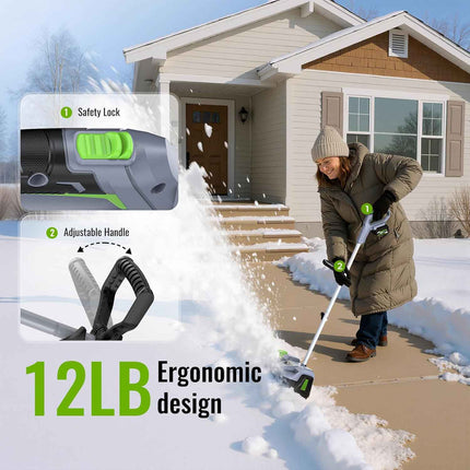 Cordless Snow Shovel, Electric Snow Blower, Battery Power 20V