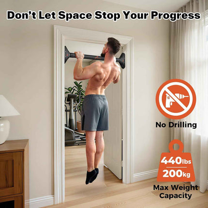 Sportneer Pull Up Bar: Strength Training Chin up Bar without Screws - Adjustable 29.5''-37'' Width Locking Mechanism Pull-up Bar for Doorway - Max Load 440lbs for Home Gym Upper Body Workout, Non-slip