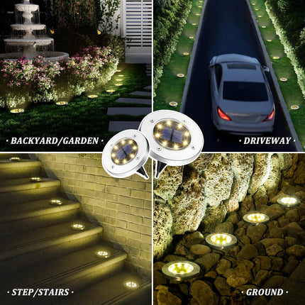 SOLPEX Solar Lights Outdoor Waterproof, 8 Pack Solar Ground Lights, Solar Garden