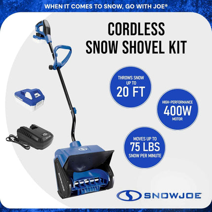 Snow Joe 24V Cordless Electric Shovel Kit w/ 4Ah Battery & Charger, 13″ Clearing