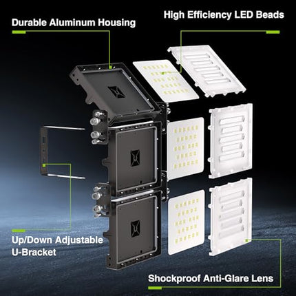 STASUN 300W LED Flood Light, Mini Series Outdoor Floodlight, 30000LM 6000K Dayli