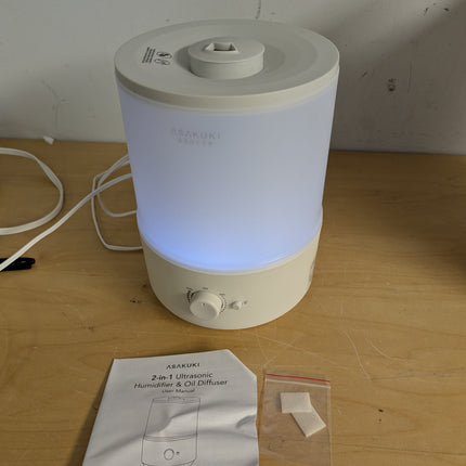 ASAKUKI Humidifiers for Bedroom, 3L Top Fill Cool Mist Air Humidifier & Aroma Di