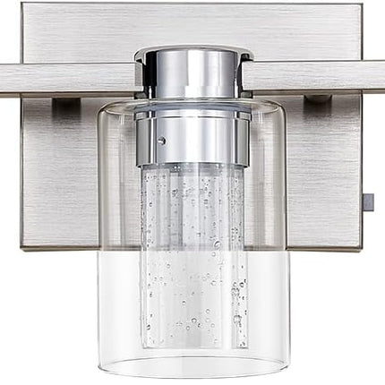 Eatich 3-Light Brushed Nickel Vanity Light, 3000K/4000K/6000K Crystal Bathroom L