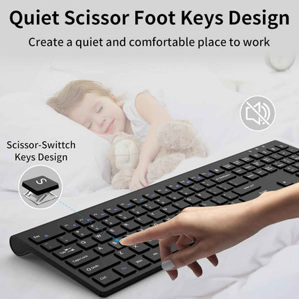Wireless Keyboard, 2.4G USB Slim Silent Cordless Keyboard for Windows Chrome Lap