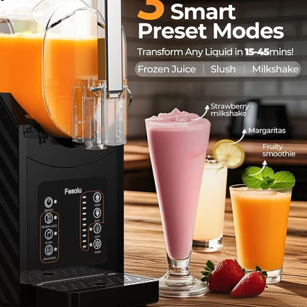 Fesoiu 88 oz Professional Slushie Machine with Self-Cleaning, 3 Preset Programs & 10 Texture Levels, Home Bar