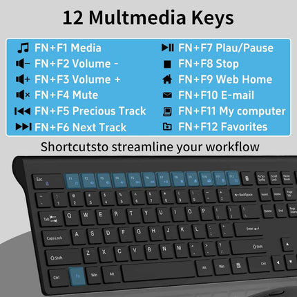 Wireless Keyboard, 2.4G USB Slim Silent Cordless Keyboard for Windows Chrome Lap