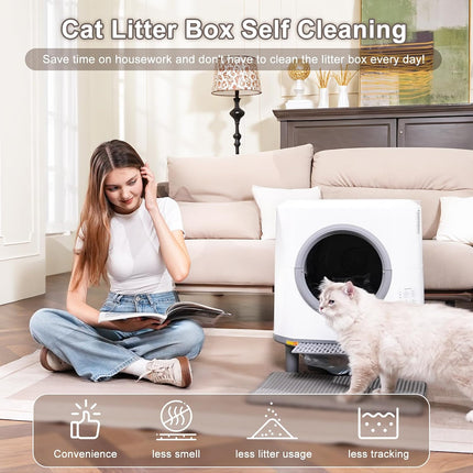 Automatic Cat Litter Box Ellenpent Self-Cleaning Litter Box with APP Control and