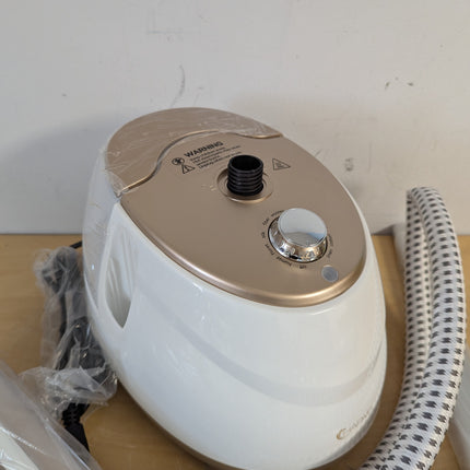 HAPAIS 1800W Standing Garment Steamer with Adjustable Double Pole, 2L Tank, 10 Fabric Settings, White Gold