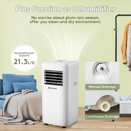Incomplete — AAOBOSI 8000 BTU Portable Air Conditioner, 4-in-1 WiFi AC with Dehumidifier