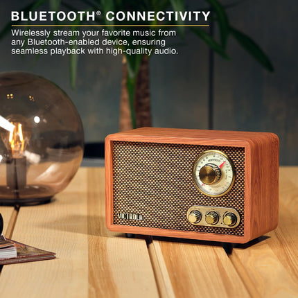 Victrola Willow – Retro Wood Bluetooth Radio with Built-in Speakers: Elegant & V