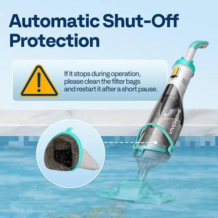 VIVOHOME Cordless Pool Vacuum with Telescopic & Extension Poles 9.12ft, 18.5 GPM