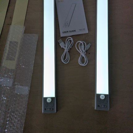 (NO MAGNETS) Gritin 14.7inch Under Cabinet Lighting Rechargeable 2 Pack-3 Color