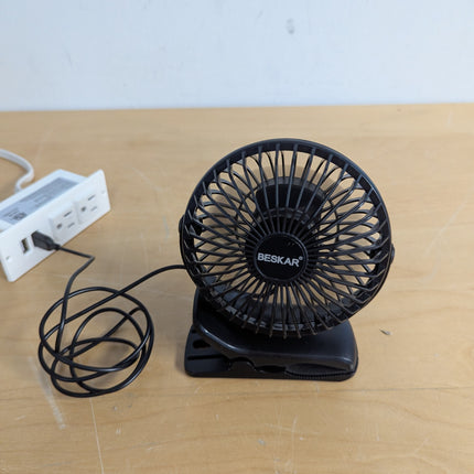 BESKAR USB Powered Clip on Fan, Portable Small Fan with Cord, 3 Speeds