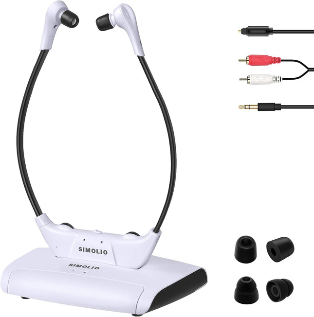 SIMOLIO Digital Wireless Headphones for TV for Seniors w/Dialogue Clarified & En