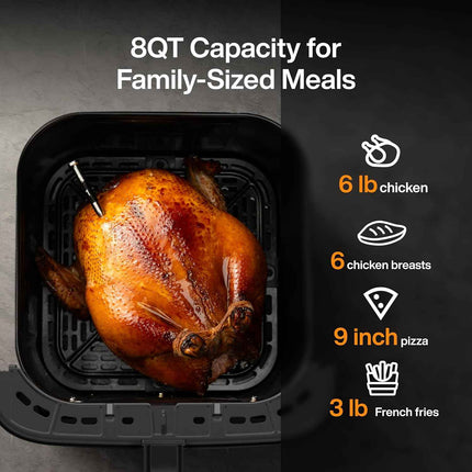 Typhur Sync 8QT Air Fryer with Built-in Wireless Thermometer, 9-in-1 Smart Airfr