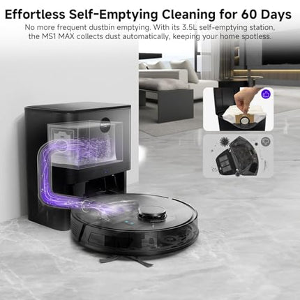MONSGA Robot Vacuums and Mop 5000Pa, Self-Emptying, 3.5L 60-Day Capacity, Lidar