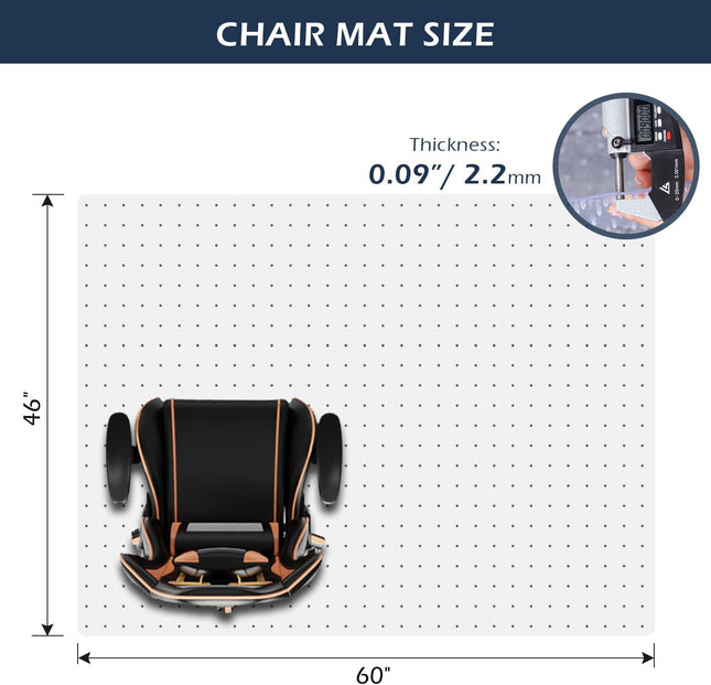 Chair Mat for Carpet, SALLOUS 46" x 60" Office Chair Mat for Carpeted Floors, Ga