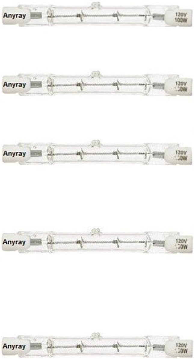 Anyray A1826Y (5)-Pack 100W Light Bulb 110V 120v 130V T3 J Type R7S 100 Watt Dou