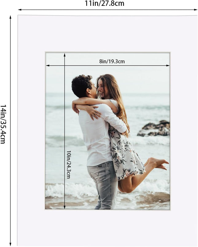 Schliersee 11x14 White Mats for 8x10 Pictures, Picture Mats with Core Bevel Cut,