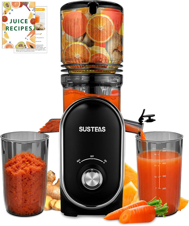 SUSTEAS Cold Press Juicer, 300W, 5.3" Large Feed Chute, 1.5L Capacity