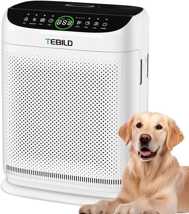 TEBILD Air Purifier for Home Large Room Up to 2500 Ft² with Washable Pre-Filters