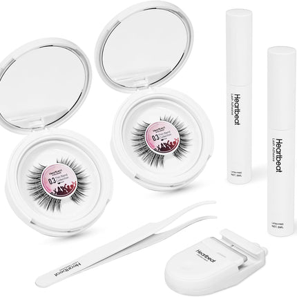 Happy Heartbeat False Lashes Natural Look Thin Band Eyelashes,Soft Wispy Cat Eye