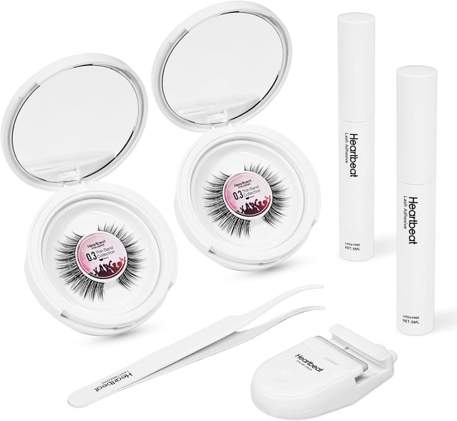 Happy Heartbeat False Lashes Natural Look Thin Band Eyelashes,Soft Wispy Cat Eye