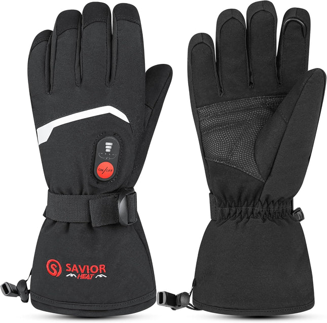 Heated Gloves for Men Women, SAVIOR HEAT Electric Battery Powered Ski Gloves, Re