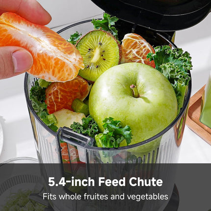 AMZCHEF cold press juicer with 5.4 inch feed chute and stainless steel body — product image