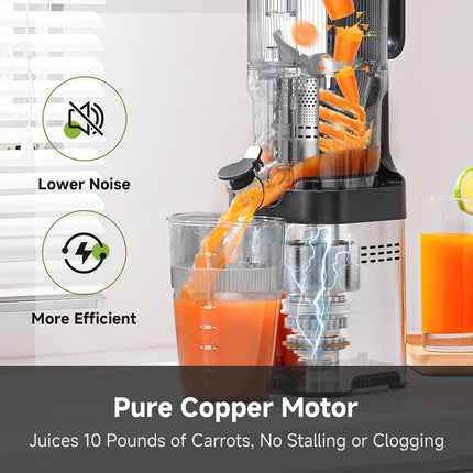 AMZCHEF cold press juicer with 5.4 inch feed chute and stainless steel body — product image