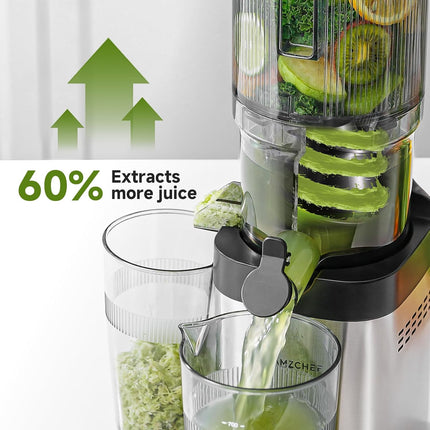 AMZCHEF cold press juicer with 5.4 inch feed chute and stainless steel body — product image