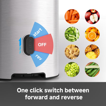 AMZCHEF cold press juicer with 5.4 inch feed chute and stainless steel body — product image