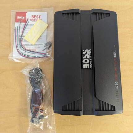 Actual unit: BOSS PV3700 amplifier with remote bass knob and hardware