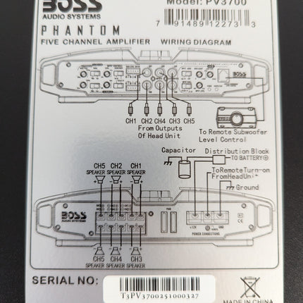 Actual unit: BOSS PV3700 model and wiring label