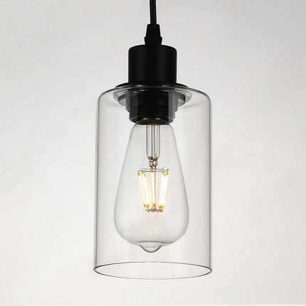 CADELON 3-light pendant light, black with clear glass