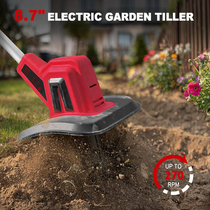 Mellif 18V cordless tiller cultivator, 48 steel tines, for Milwaukee 18V batteries — product image