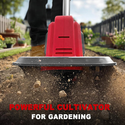 Mellif 18V cordless tiller cultivator, 48 steel tines, for Milwaukee 18V batteries — product image