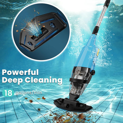Efurden handheld rechargeable pool vacuum with telescopic pole